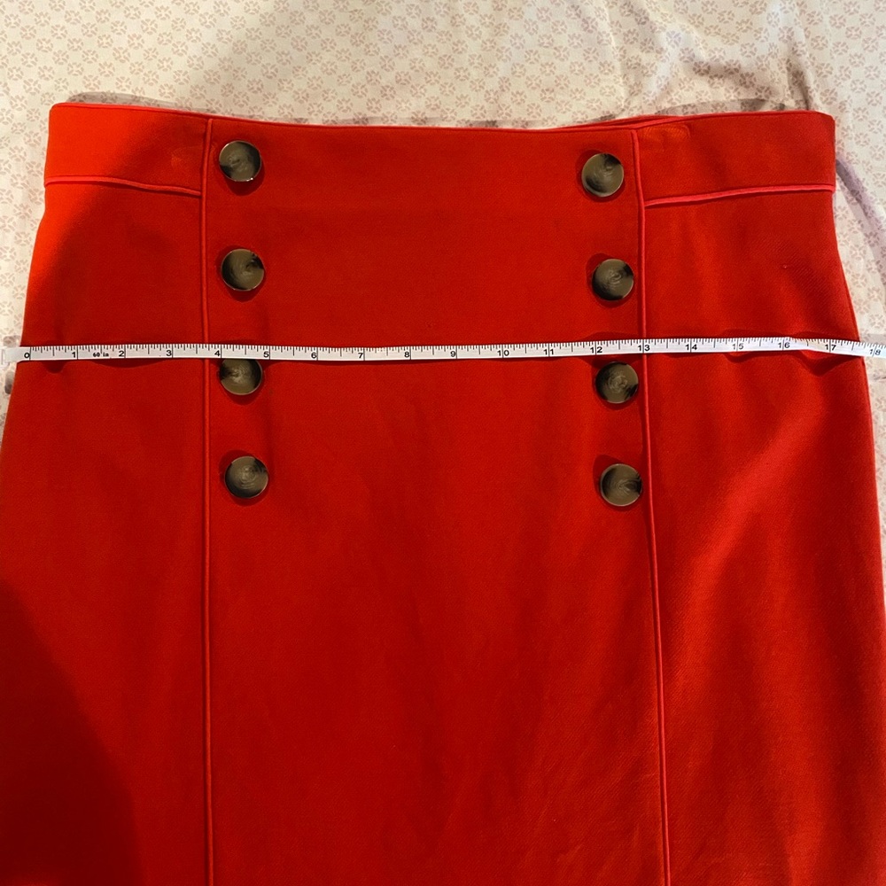 Ann Taylor Bright Orange Double-Button Pencil Skirt - Picture 7 of 8